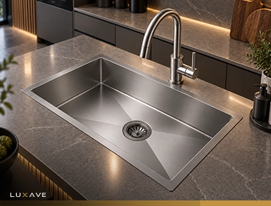 LUXAVE Handmade Kitchen Sink, SS201, 30 x 18 inch, 3mm, single bowl
